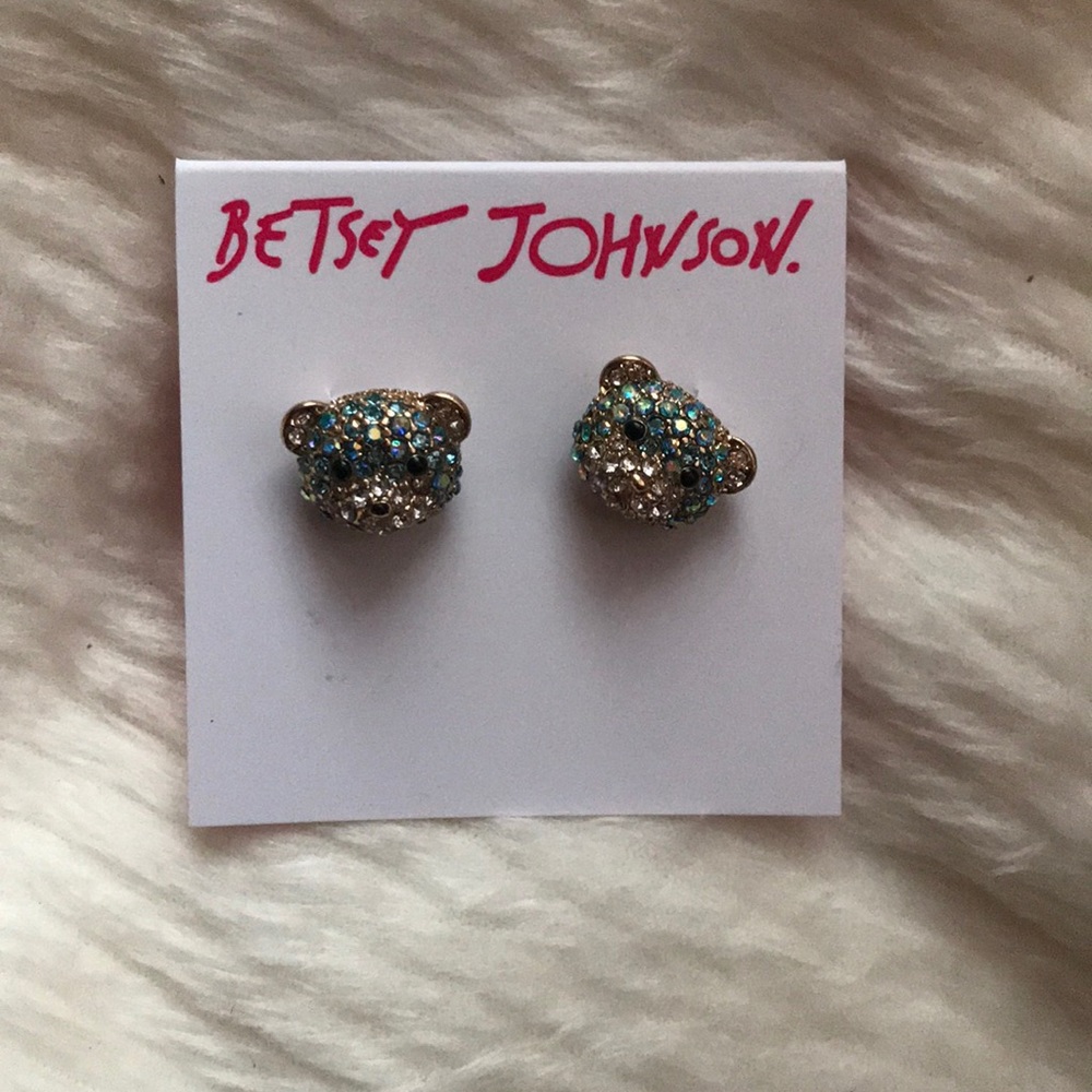 Betsey Johnson Blue diamond Bear Earrings